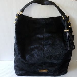 New Cynthia Rowley Black calf hair Pony Handbag